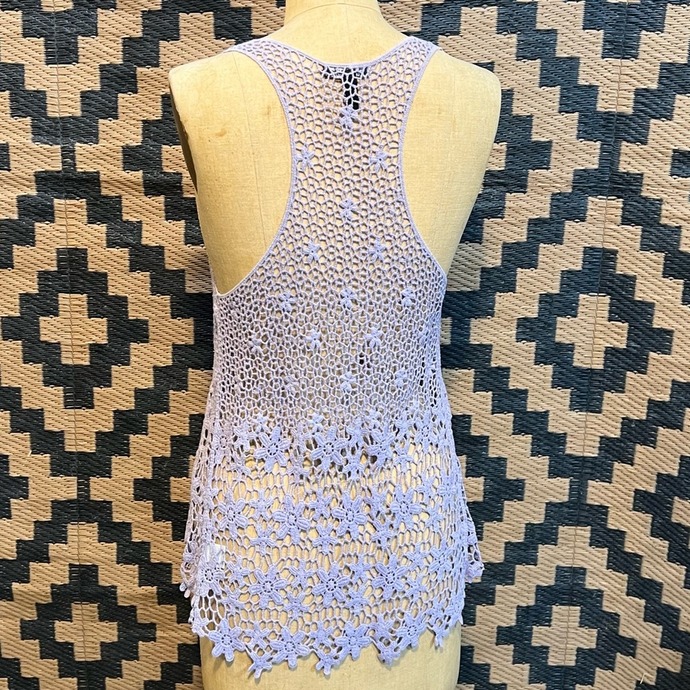 Lavender crochet floral tank top racer back layering beachy cottagecore boho y2k - Picture 7 of 11